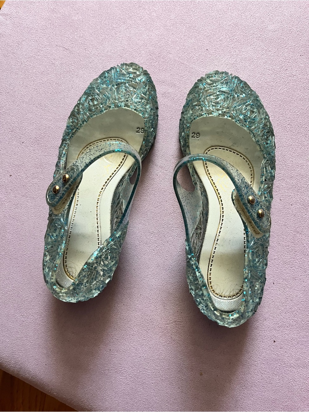 Frozen themed Women’s Clear Teal Jelly Mary Jane Flats